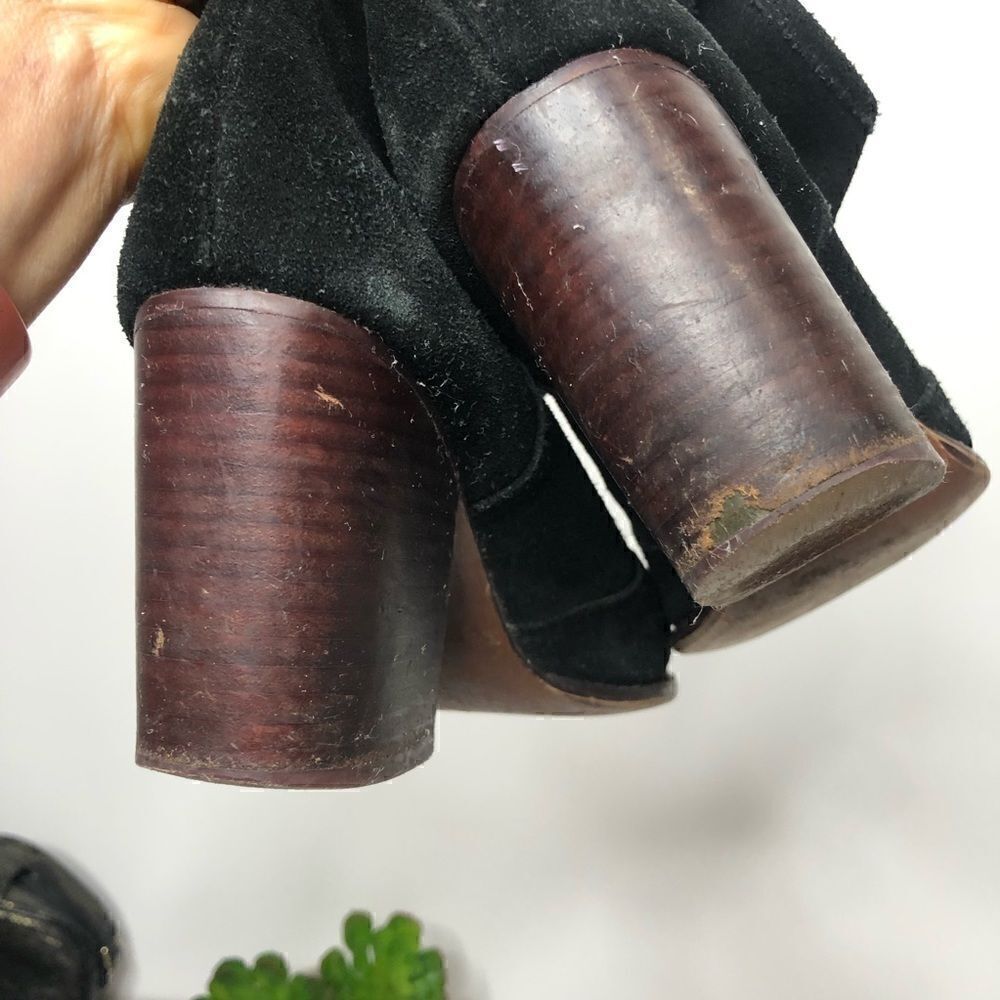 Splendid Black Suede Heeled Ankle Booties Boots - Picture 9 of 10